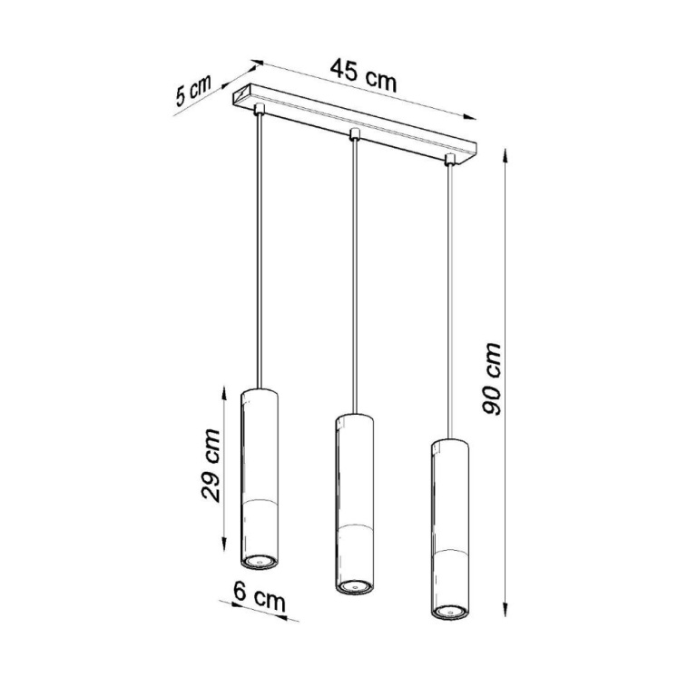 famlights famlights | Pendelleuchte Loys in Schwarz und Chrom GU10 3-flammig