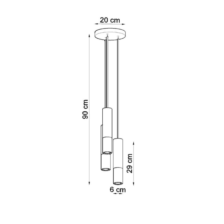 famlights famlights | Pendelleuchte Loys in Schwarz und Chrom GU10 3-flammig rund