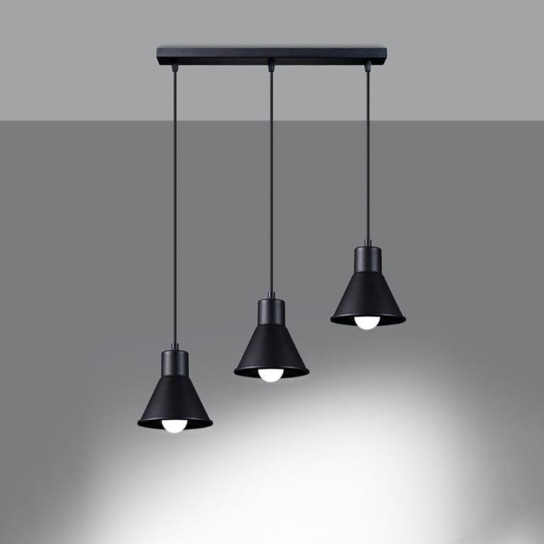 famlights famlights | Pendelleuchte Taina in Schwarz E27 3-flammig