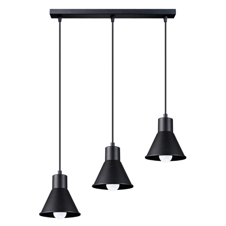 famlights famlights | Pendelleuchte Taina in Schwarz E27 3-flammig