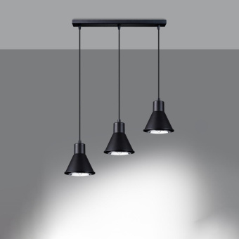 famlights famlights | Pendelleuchte Tamme in Schwarz GU10 3-flammig