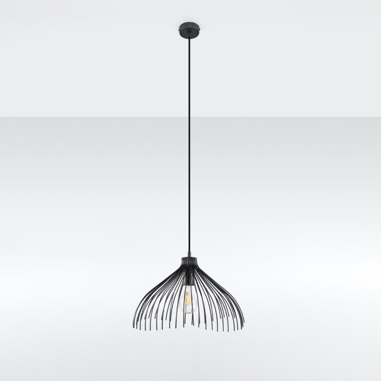 famlights famlights | Pendelleuchte Una in Schwarz E27