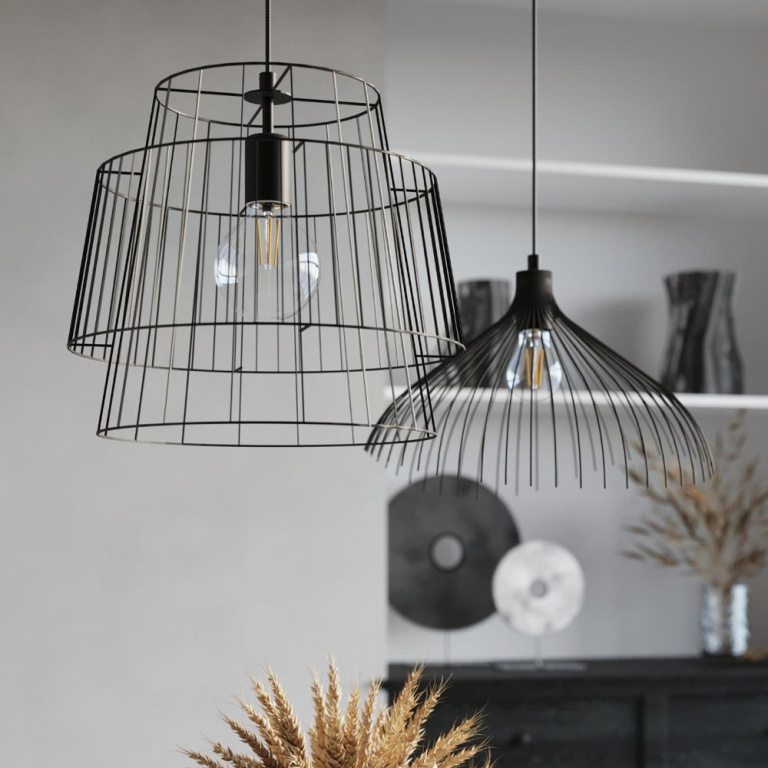 famlights famlights | Pendelleuchte Una in Schwarz E27