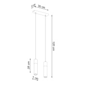 famlights | Pendelleuchte Zeb in Grau und Natur-hell GU10 2-flammig