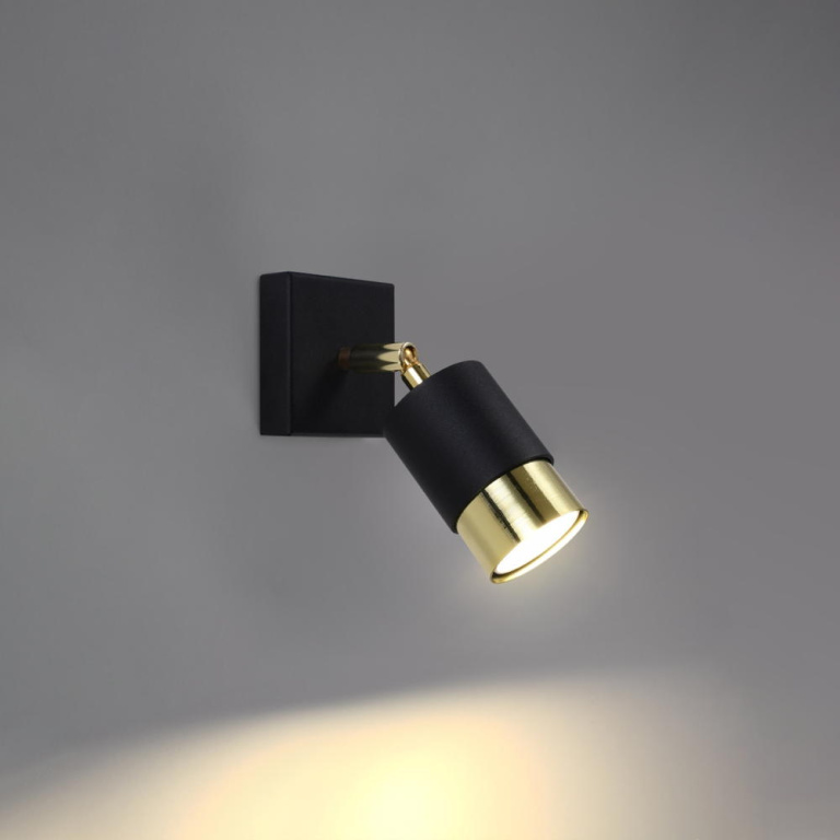 famlights famlights | Wandleuchte Neal in Schwarz und Gold GU10