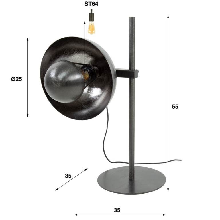 famlights famlights | Tischleuchte Deik in Nickel-gebürstet und Schwarz E27