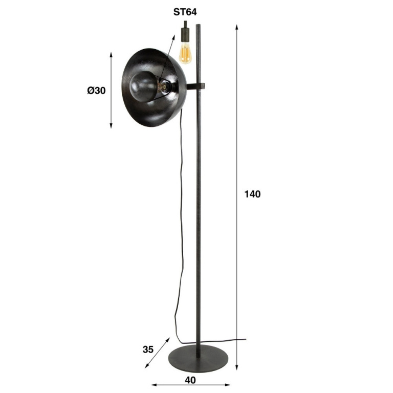 famlights famlights | Stehleuchte Deik in Nickel-gebürstet und Schwarz E27