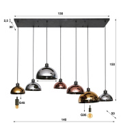 famlights | Pendelleuchte Eila in Mehrfarbig und Altsilber E27 7-flammig