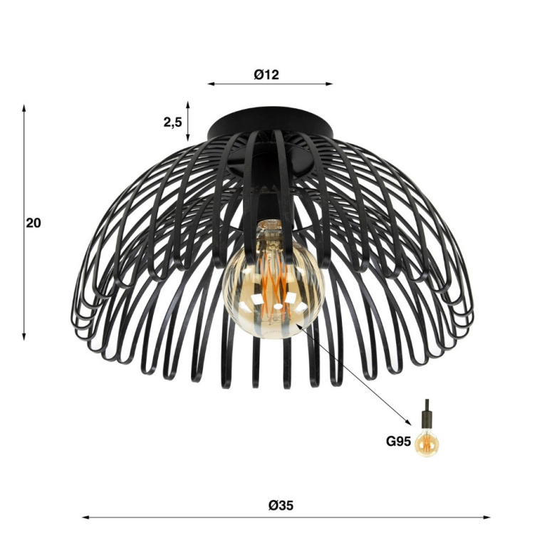 famlights famlights | Deckenleuchte Henk in Anthrazit E27