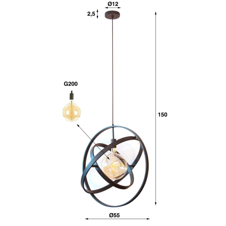 famlights famlights | Pendelleuchte Kaj in Altsilber E27 1-flammig