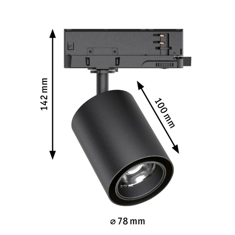 Paulmann ProRail3 LED Schienenspot Kratos schwarz 36° 1000lm 9W 3000K (LED fest verbaut)