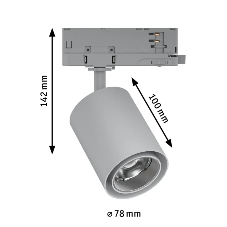 Paulmann ProRail3 LED Schienenspot Kratos silber 36° 1000lm 9W 3000K (LED fest verbaut)