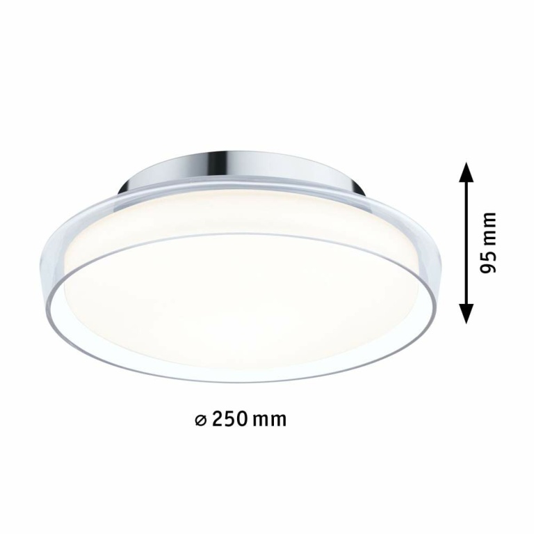 Paulmann Selection Bathroom LED Deckenleuchte Luena Glas/Chrom Vollglas IP44 3000K 600lm 11,5W 230V