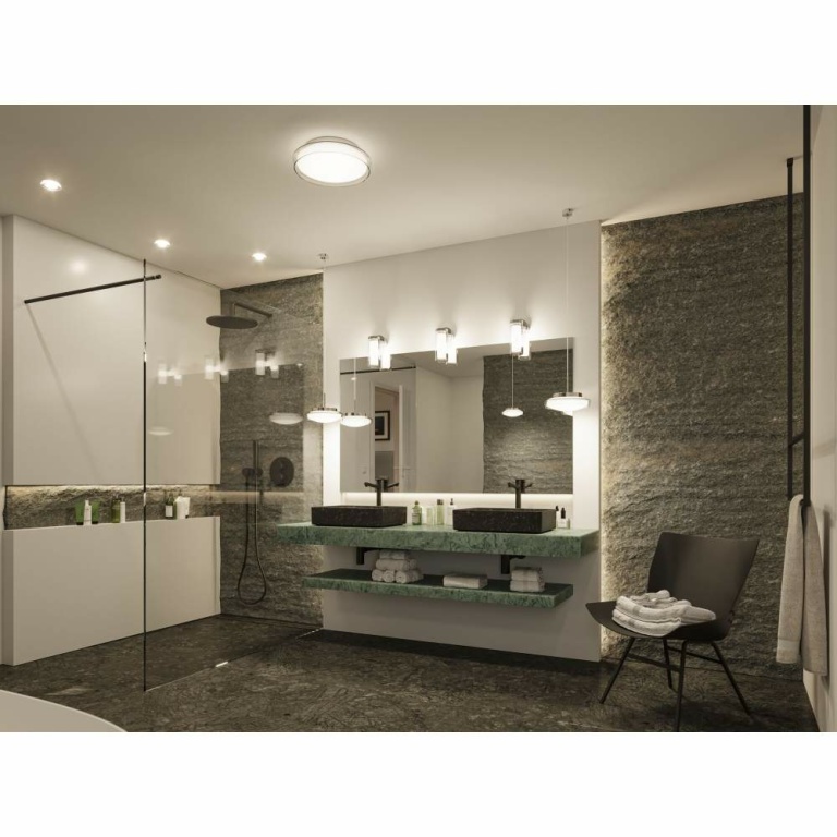 Paulmann Selection Bathroom LED Deckenleuchte Luena Glas/Chrom Vollglas IP44 3000K 860lm 16,5W 230V