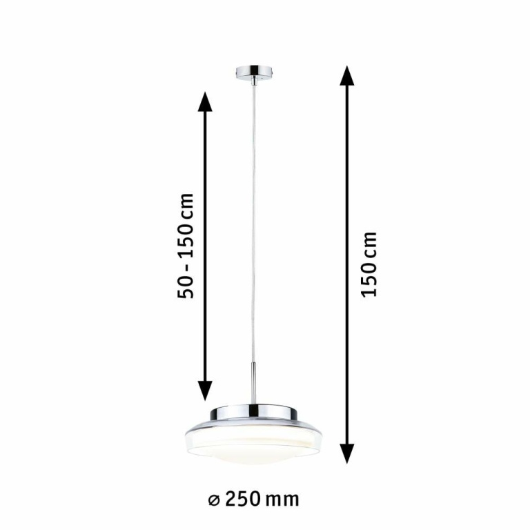 Paulmann Selection Bathroom LED Pendelleuchte Luena Glas/Chrom Vollglas IP44 3000K 600lm 11,5W 230V