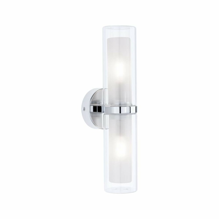 Paulmann Wandleuchte Luena Glas/Chrom 2-flammig Up/Down IP44 E14 max. 2x20W dimmbar 230V