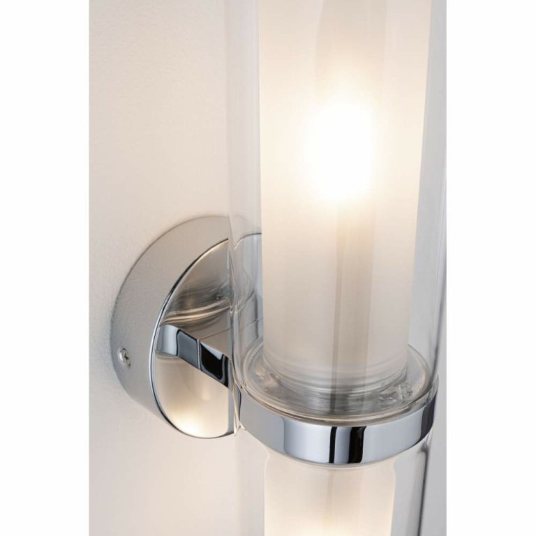 Paulmann Wandleuchte Luena Glas/Chrom 2-flammig Up/Down IP44 E14 max. 2x20W dimmbar 230V