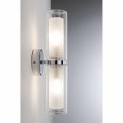 Wandleuchte Luena Glas/Chrom 2-flammig Up/Down IP44 E14 max. 2x20W dimmbar 230V