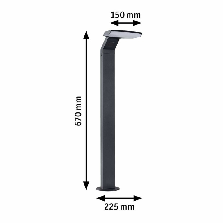 Paulmann LED Pollerleuchte Zenera  insektenfreundlich IP44  670mm 2200 - 3000K 10W 700lm 230V  Anthrazit  Metall