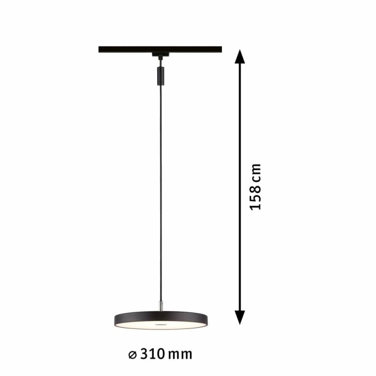 Paulmann URail LED Pendelleuchte Hildor Schwarz matt 3-step-Dim 15W 3000K 850lm dimmbar