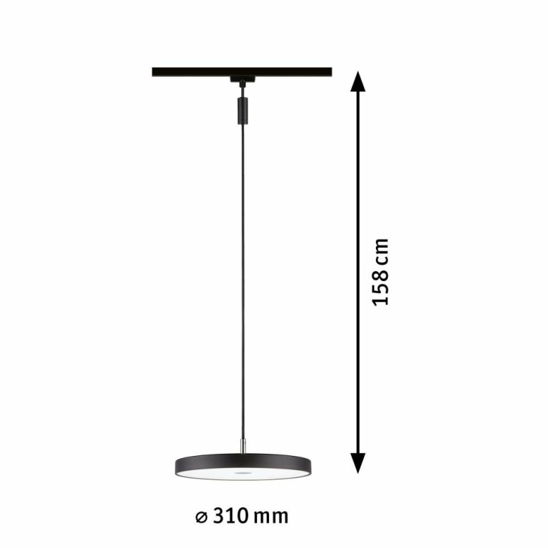 Paulmann URail LED Pendelleuchte Hildor Schwarz matt 3-step-Dim 15W 4000K 850lm dimmbar