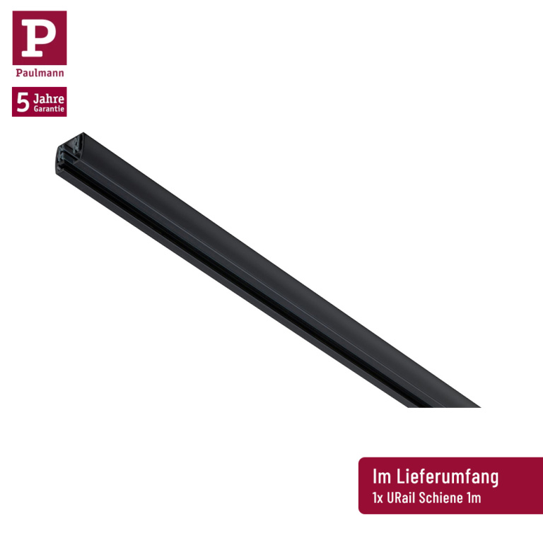 Paulmann URail LED Schienensystem Basis-Set Tubo Schwarz matt + 3 LED-Spots