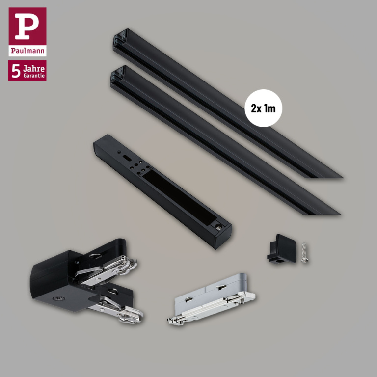 Paulmann URail Basis-Set L-Form Schwarz matt mit 2x 1m Schiene