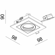 Deckeneinbauring, Kardan I Eckig, 1x max. 50 W MR16, Silber, Spannungskonstant, 12 V/AC/DC