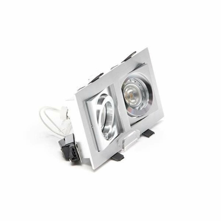 Deko-Light Deckeneinbauring, Kardan II Eckig, 2x max. 50 W MR16, Silber, Spannungskonstant, 12 V/AC/DC