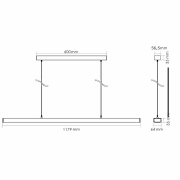 Pendelleuchte, Office Three Up and Down, 60 W, DALI 2.0, 4000 K, Silber, 200-240 V/AC, 50 / 60 Hz