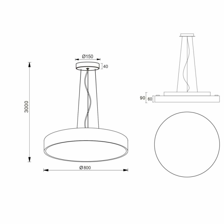 Deko-Light Pendelleuchte, Menkar 800 mm, 90 W, 3000/4000 K, Schwarz, 220-240 V/AC, 50 / 60 Hz