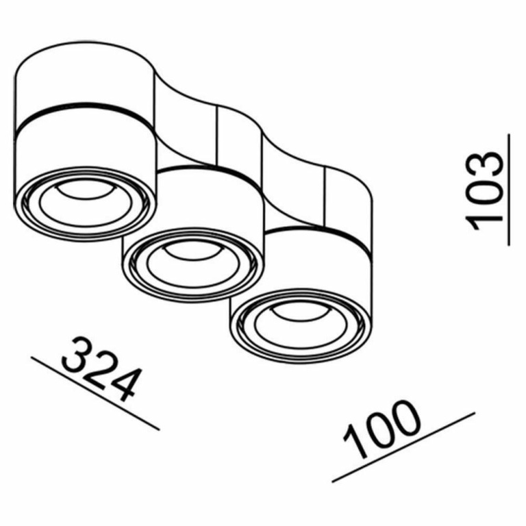 Deko-Light Deckenaufbauleuchte, Uni Triple Tilt, 30 W, DIM, 3000 K, Weiß, 220-240 V/AC, 50 / 60 Hz