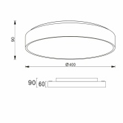 Deckenaufbauleuchte, Menkar 400 mm, 45,0 W, 3000/4000 K, Schwarz, 220-240 V/AC, 50 / 60 Hz