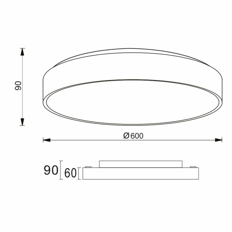 Deko-Light Deckenaufbauleuchte, Menkar 600 mm, 65 W, 3000/4000 K, Schwarz, 220-240 V/AC, 50 / 60 Hz