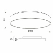 Deckenaufbauleuchte, Menkar 600 mm, 65 W, 3000/4000 K, Schwarz, 220-240 V/AC, 50 / 60 Hz