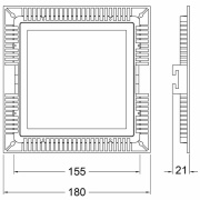 Deckeneinbauleuchte, LED Panel Square 15, 13 W, 2700 K, Weiß, Stromkonstant, 36-37 V/DC, Bemessungss