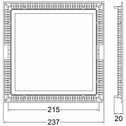 Deckeneinbauleuchte, LED Panel Square 20, 16 W, 2700 K, Weiß, Stromkonstant, 23-24 V/DC, Bemessungss