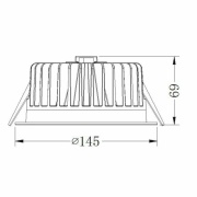 Deckeneinbauleuchte, COB 130 mm Max, 18,5 W, 3000 K, Weiß, Stromkonstant, 34.8 V/DC, Bemessungsstrom