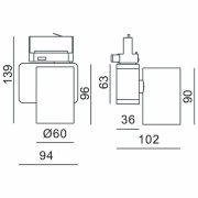 3-Phasen-Spot, Nihal Mini, 15 W, DIM, 4000 K, Weiß, 220-240 V/AC, 50 / 60 Hz