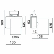 3-Phasen-Spot, Nihal, 33 W, DIM, 3000 K, Weiß, 220-240 V/AC, 50 / 60 Hz