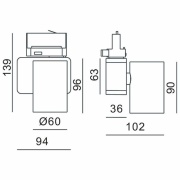 3-Phasen-Spot, Nihal Mini, 15 W, DIM, 3000 K, Silber, 220-240 V/AC, 50 / 60 Hz