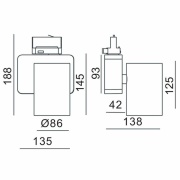 3-Phasen-Spot, Nihal, 33 W, DIM, 4000 K, Silber, 220-240 V/AC, 50 / 60 Hz