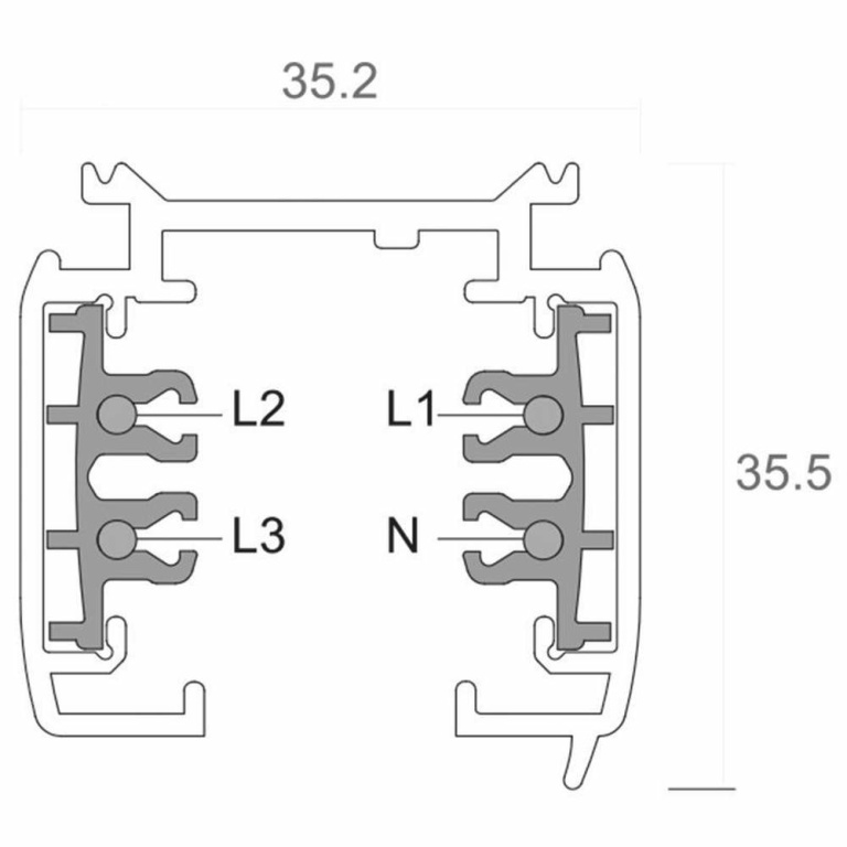 Deko-Light 3-Phasen Schienensystem, D Line Aufbaustromschiene 1m, Verkehrsweiß RAL 9016, 220-240 V/AC