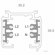 3-Phasen Schienensystem, D Line Aufbaustromschiene 1m, Verkehrsweiß RAL 9016, 220-240 V/AC