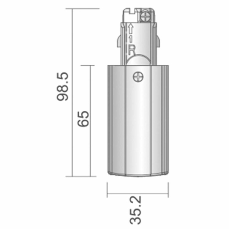 Deko-Light 3-Phasen Schienensystem, D Line elektrischer Einspeiser rechts, Verkehrsweiß RAL 9016, 220-240 V/AC