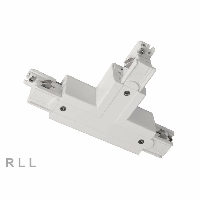 Deko-Light 3-Phasen Schienensystem, D Line T-Verbinder links-links-rechts mit Wechselmechanik, Verkehrsweiß RAL