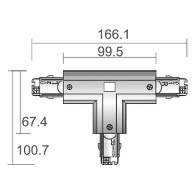 Deko-Light 3-Phasen Schienensystem, D Line T-Verbinder links-links-rechts mit Wechselmechanik, Fenstergrau RAL