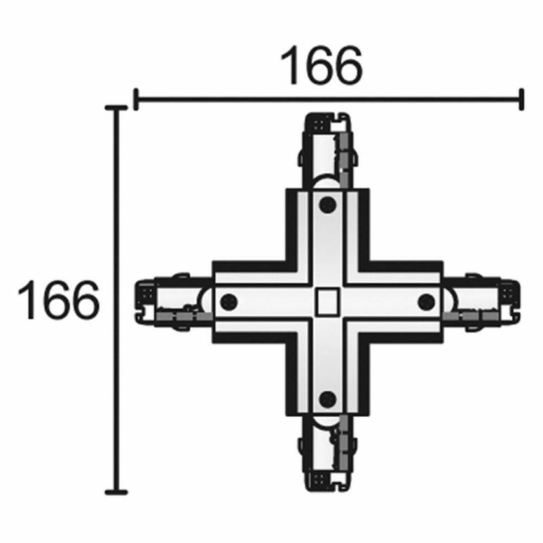 Deko-Light 3-Phasen Schienensystem, D Line X-Verbinder links-links-rechts-rechts, Verkehrsweiß RAL 9016, 220-24