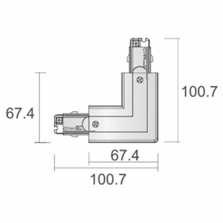 Deko-Light 3-Phasen Schienensystem, D Line 90°-Verbinder links-rechts mit Wechselmechanik, Verkehrsweiß RAL 901