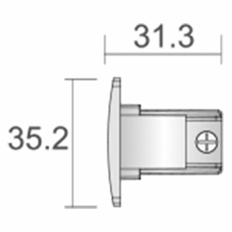 Deko-Light 3-Phasen Schienensystem, D Line Endkappe für Aufbauschiene, Verkehrsweiß RAL 9016